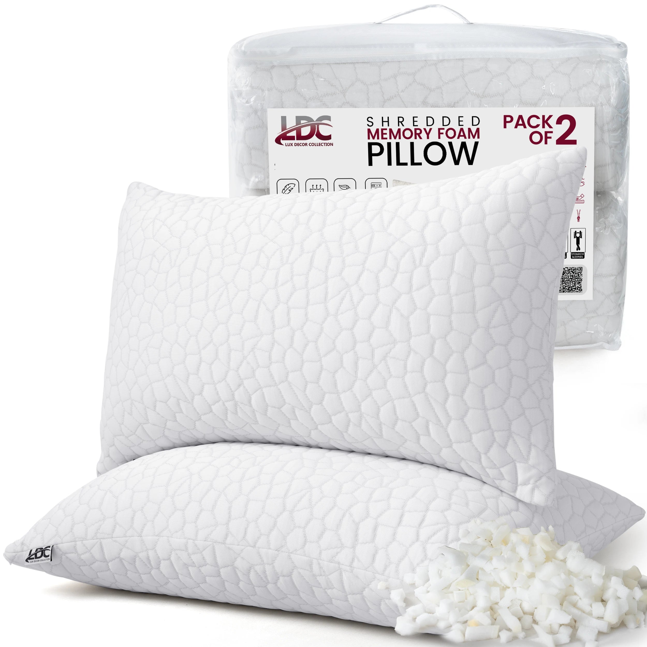 Queen Memory Foam Pillows (Set of 2)