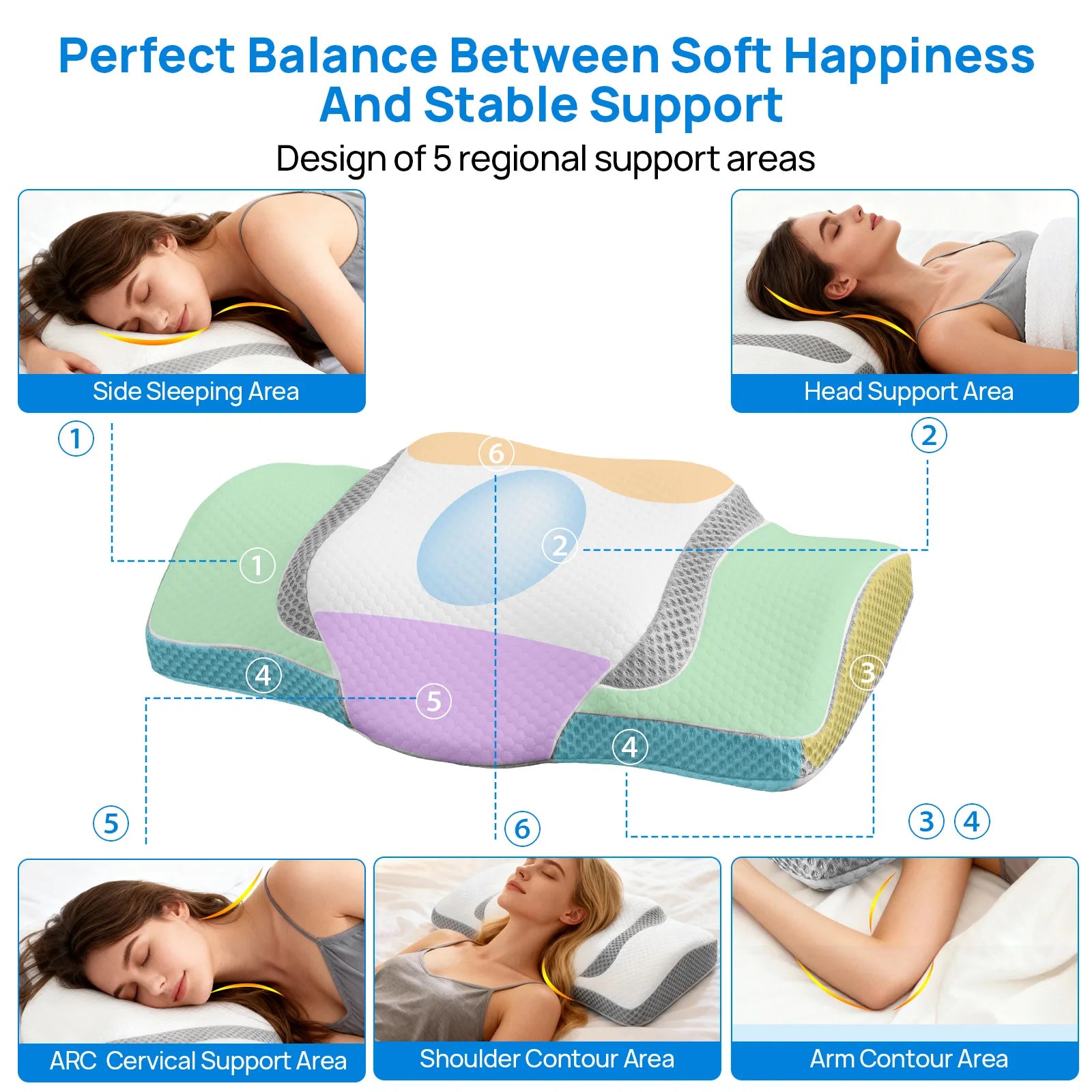 Queen Ergonomic Cervical Memory Foam Pillow
