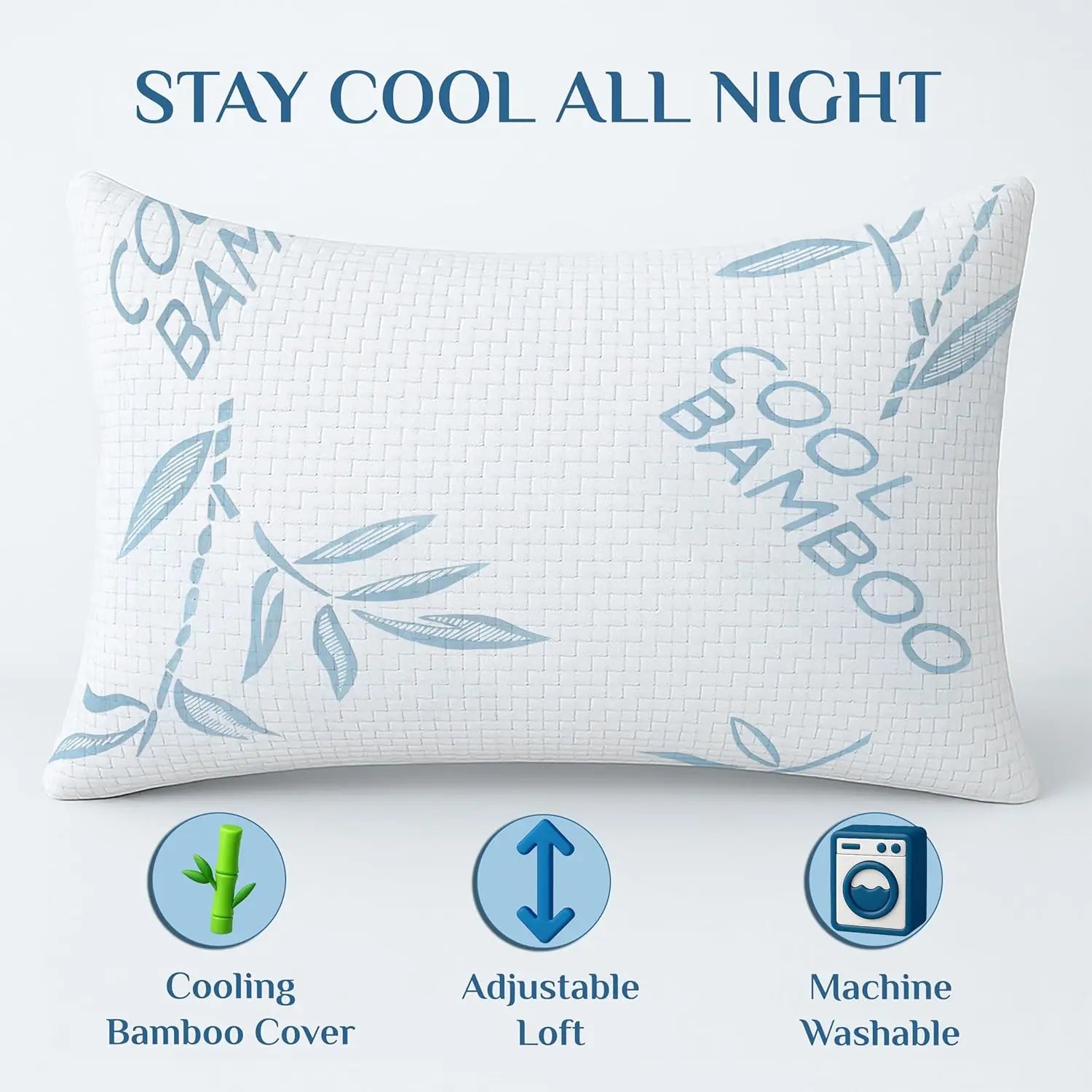 Cooling Bamboo Memory Foam Pillow (Queen, 2 Pack)