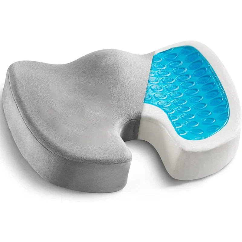 Gel Memory Foam Cushion Non-Slip Coccyx Support Pad Grey