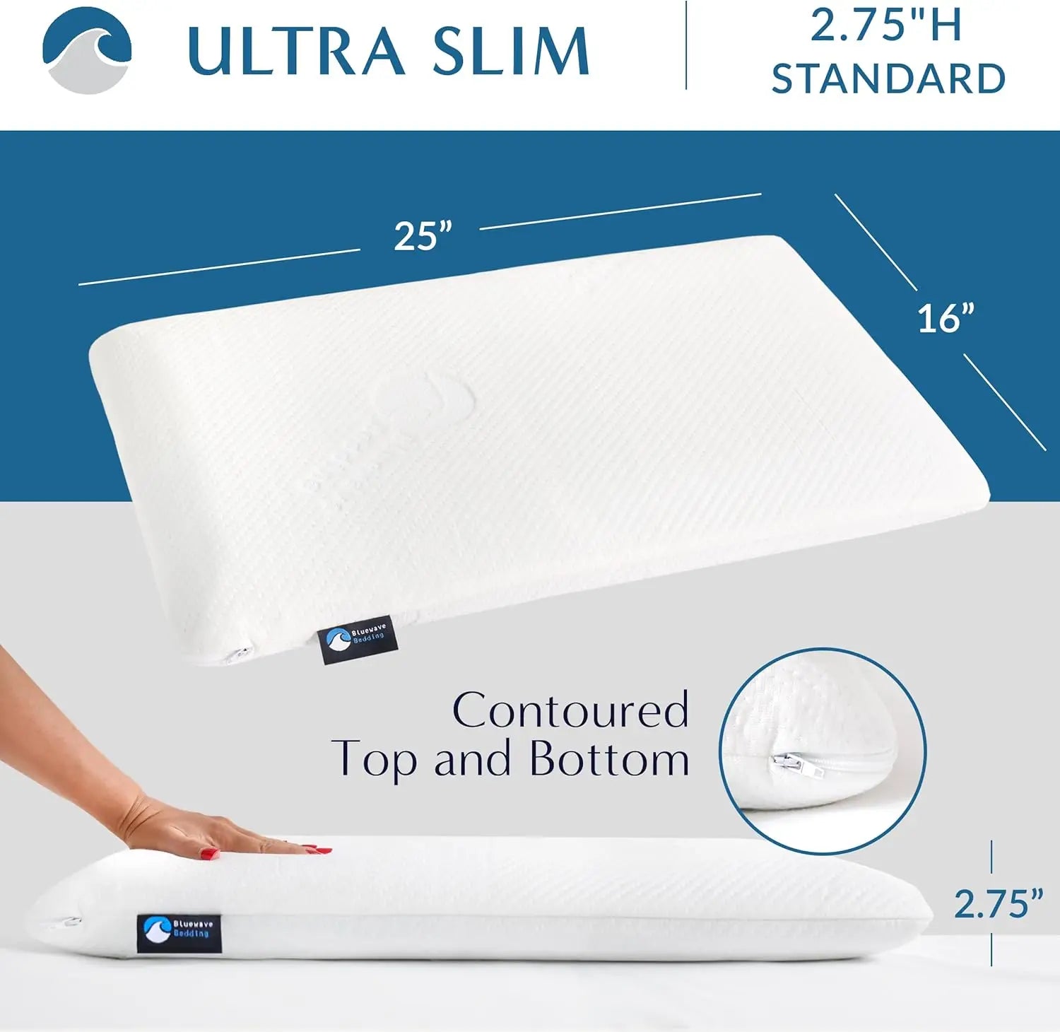 Ultra Slim Gel Memory Foam Pillow