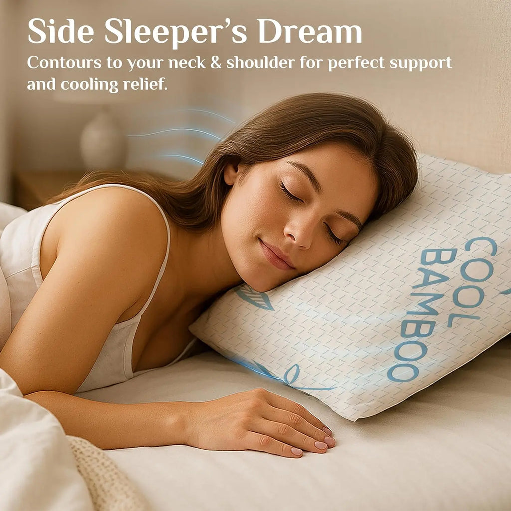 Cooling Bamboo Memory Foam Pillow (Queen, 2 Pack)