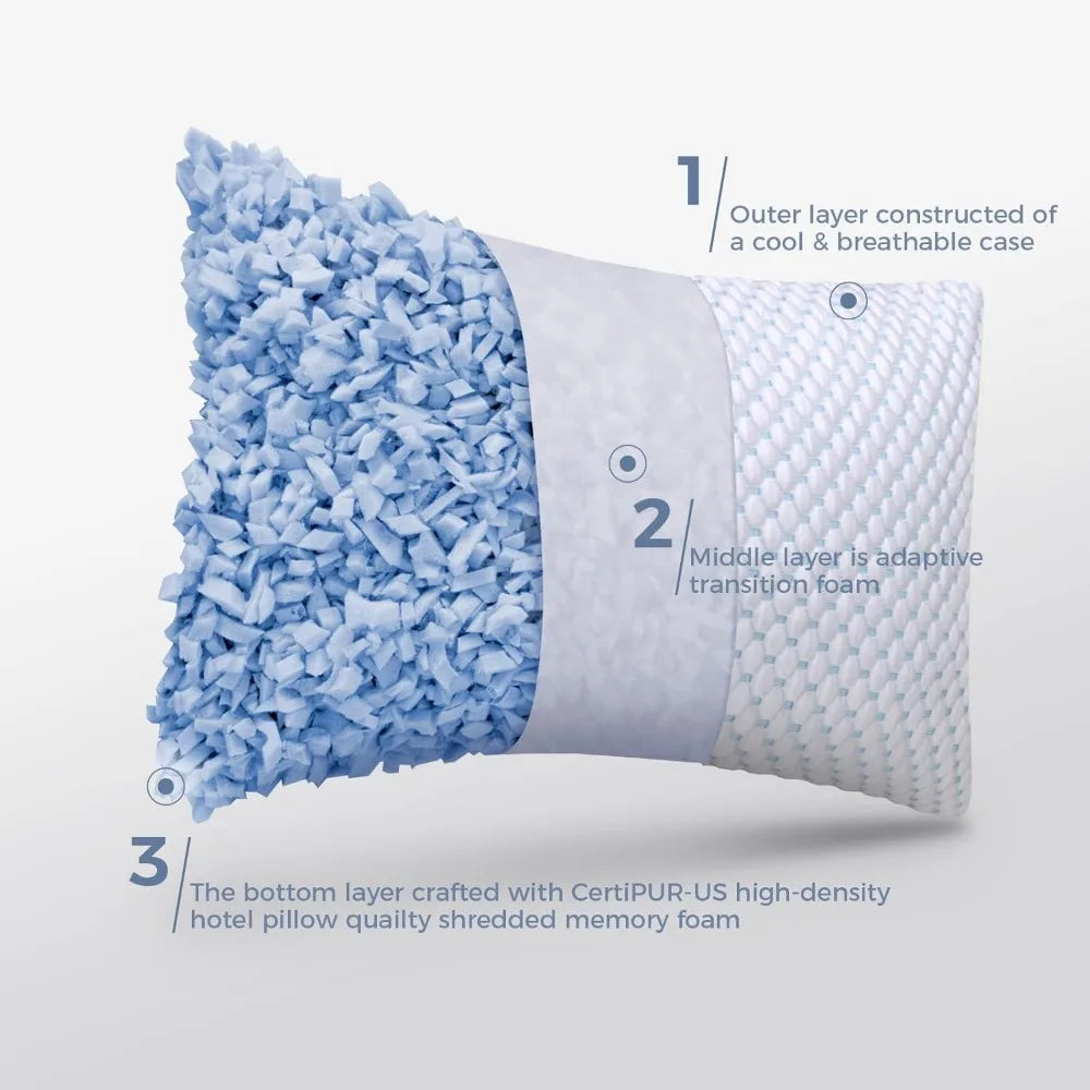 Bamboo Cooling Pillows Queen (Set of 2) Adjustable