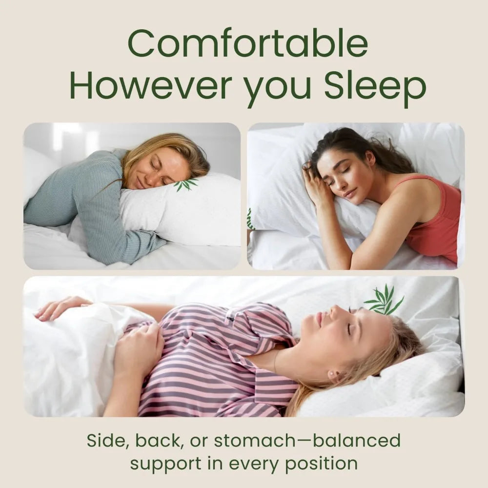 Queen Size Bamboo Memory Foam Pillows (2 Pack)