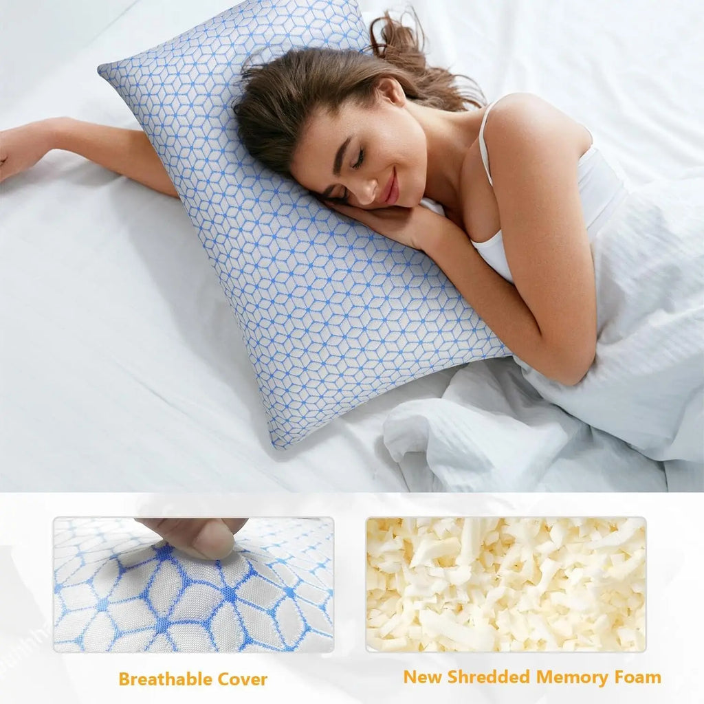 King Cooling Shredded Memory Foam Pillow Set (2 Pack)