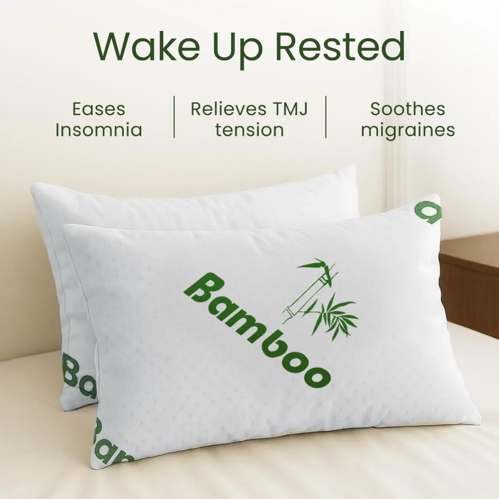 Queen Size Bamboo Memory Foam Pillows (2 Pack)