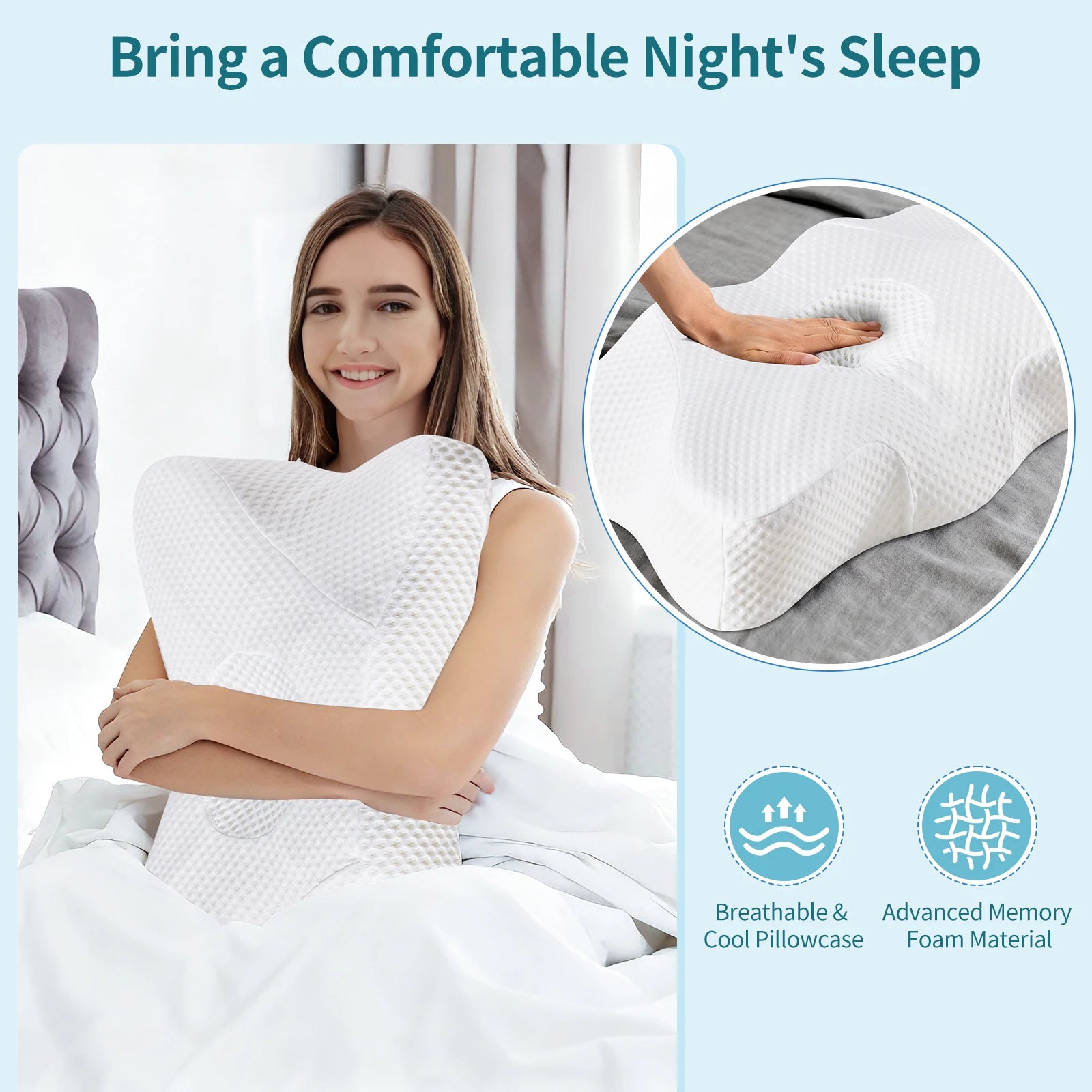 King Ergonomic Cooling Memory Foam Pillow