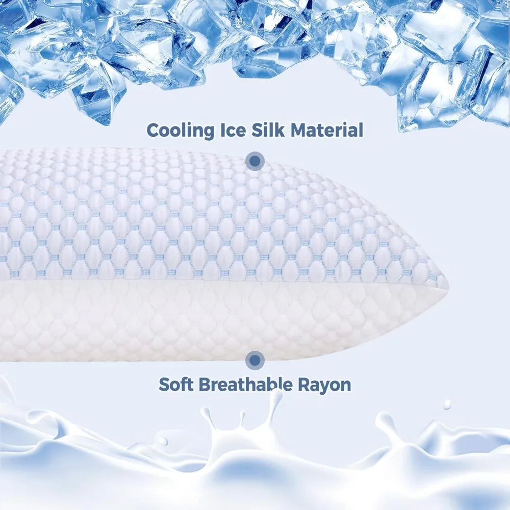 Bamboo Cooling Pillows Queen (Set of 2) Adjustable