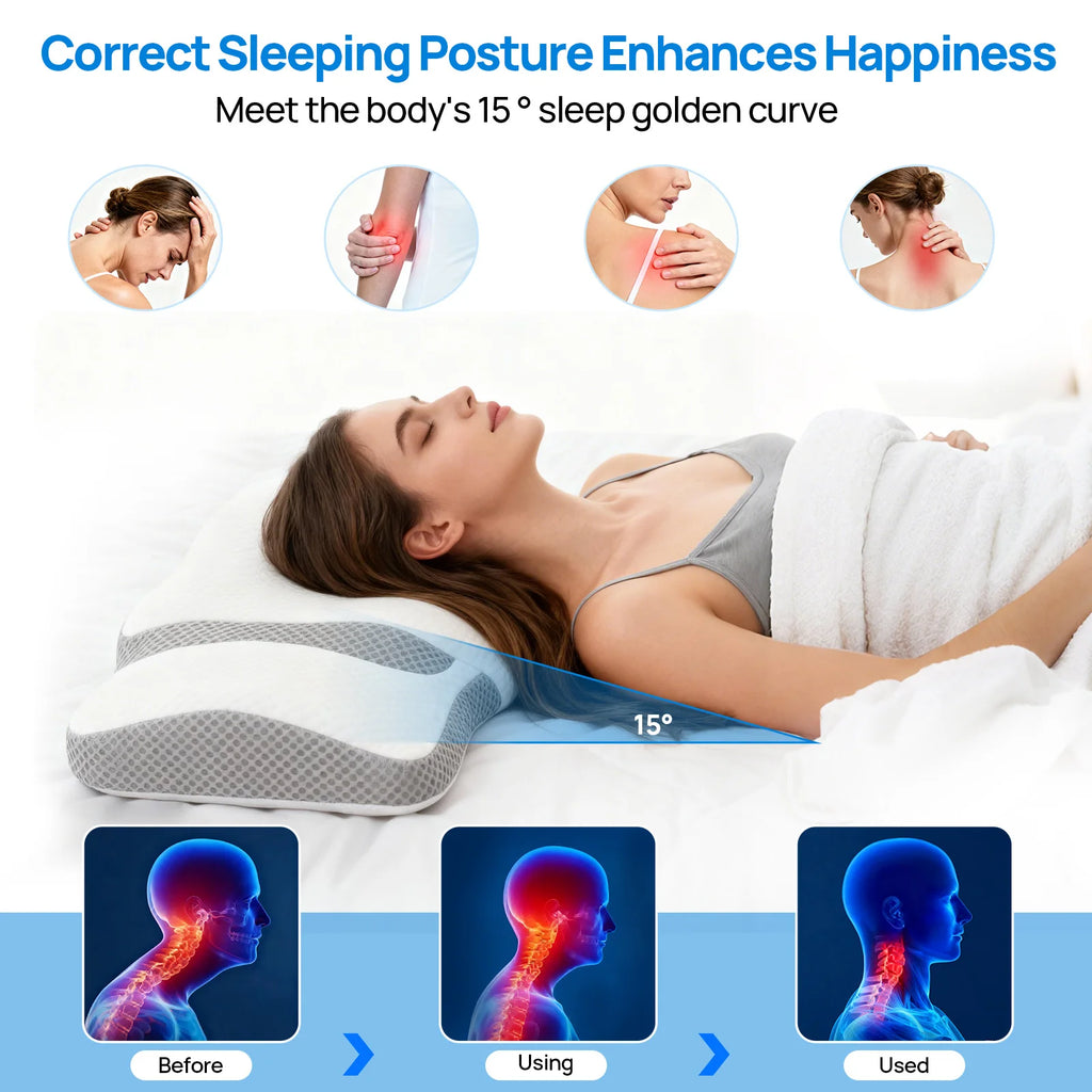 Queen Ergonomic Cervical Memory Foam Pillow